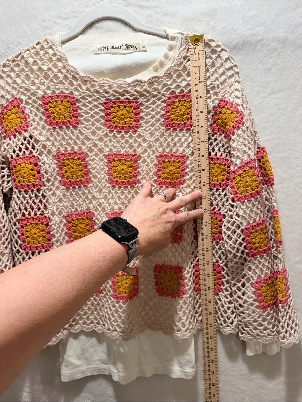 Michael Stars Charlie B Crochet Granny Square Layered Sweater Set - Picture 8 of 11
